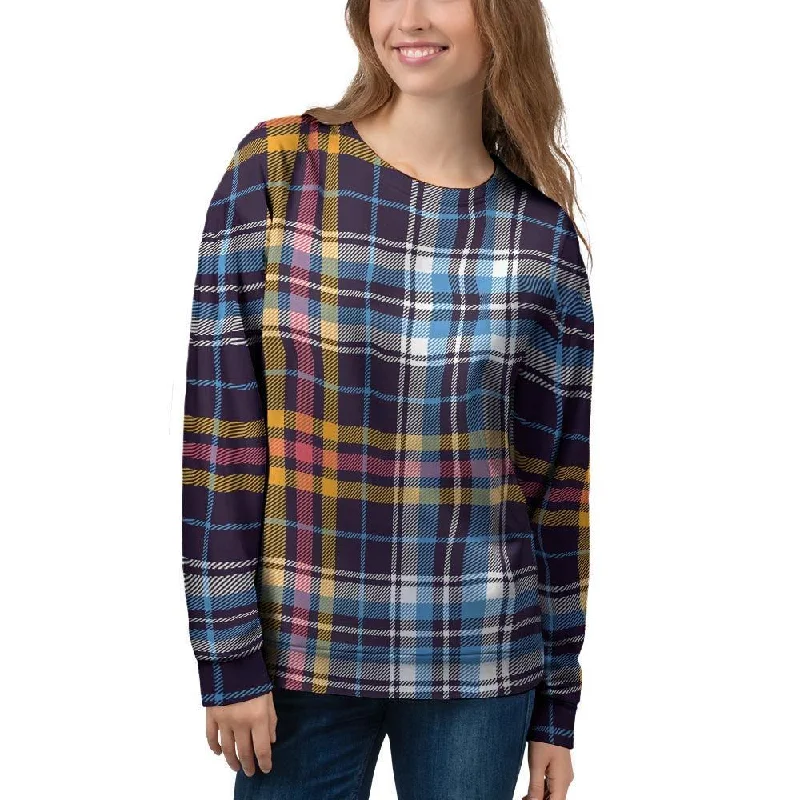 Tartan Plaid Women's Sweatshirt Hoodie Dress Longline Feminine