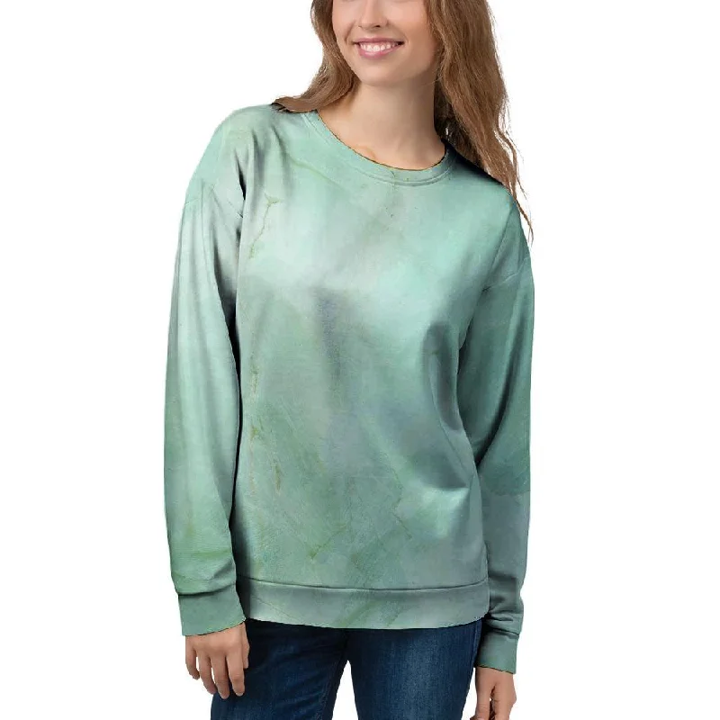 Teal Marble Women's Sweatshirt Hoodie with High-Low Hem Asymmetrical Trendy