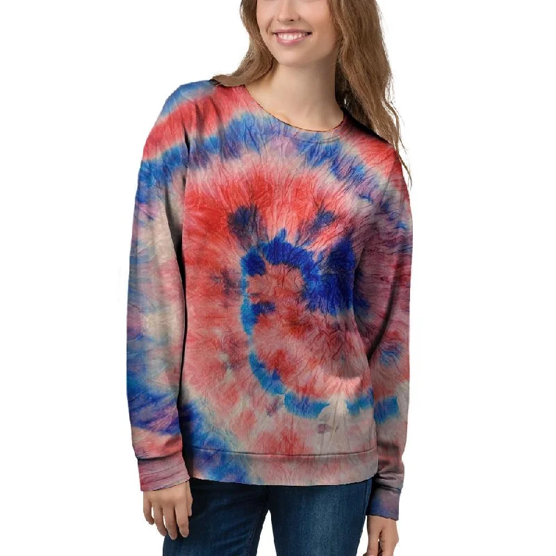 Tie Dye Swirl Batik Women's Sweatshirt Hoodie with Ribbed Neckline Snug Warm