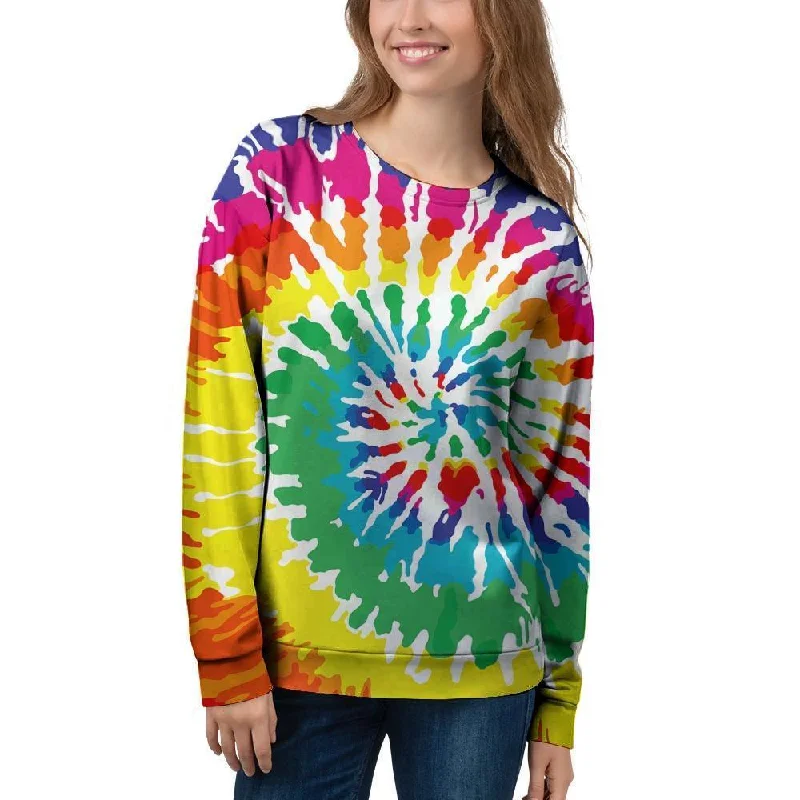 Tie Dye Women's Sweatshirt Hoodie with Button Placket Classic Preppy