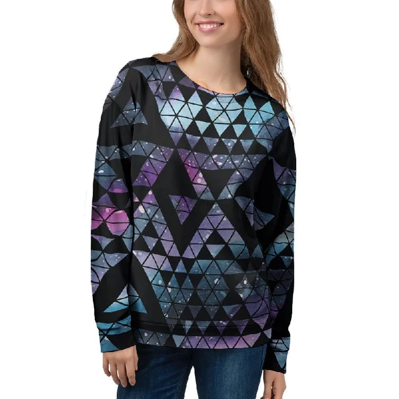 Triangle Galaxy Space Women's Sweatshirt Hoodie with Rolled Sleeves Casual Relaxed