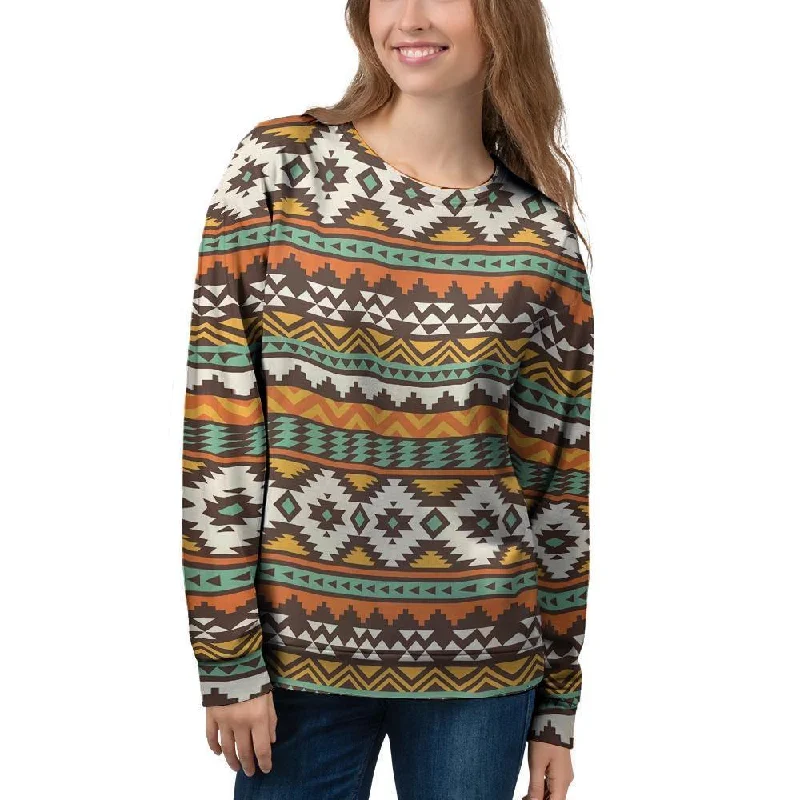 Tribal Aztec Women's Sweatshirt Hoodie with Batwing Sleeves Loose Dramatic