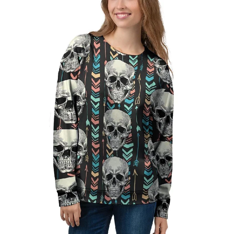 Tribal Skull Women's Sweatshirt Hoodie with Relaxed Fit Easy Casual