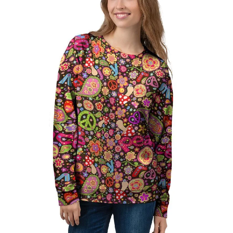 Trippy Hippie Women's Sweatshirt Hoodie with Pastel Soft Subtle