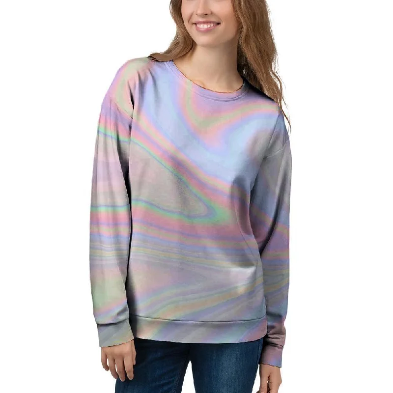 Trippy Holographic Women's Sweatshirt Hoodie with Gradient Ombre Colorful