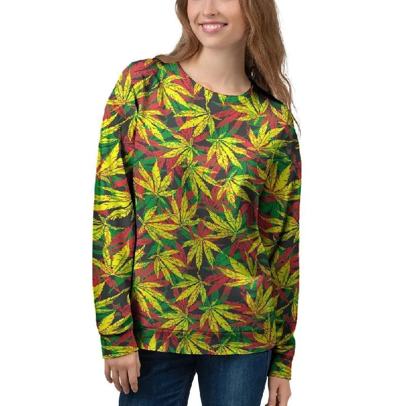 Tropical Reggae Leaf Women's Sweatshirt Hoodie with Double Zipper Versatile Adjustable