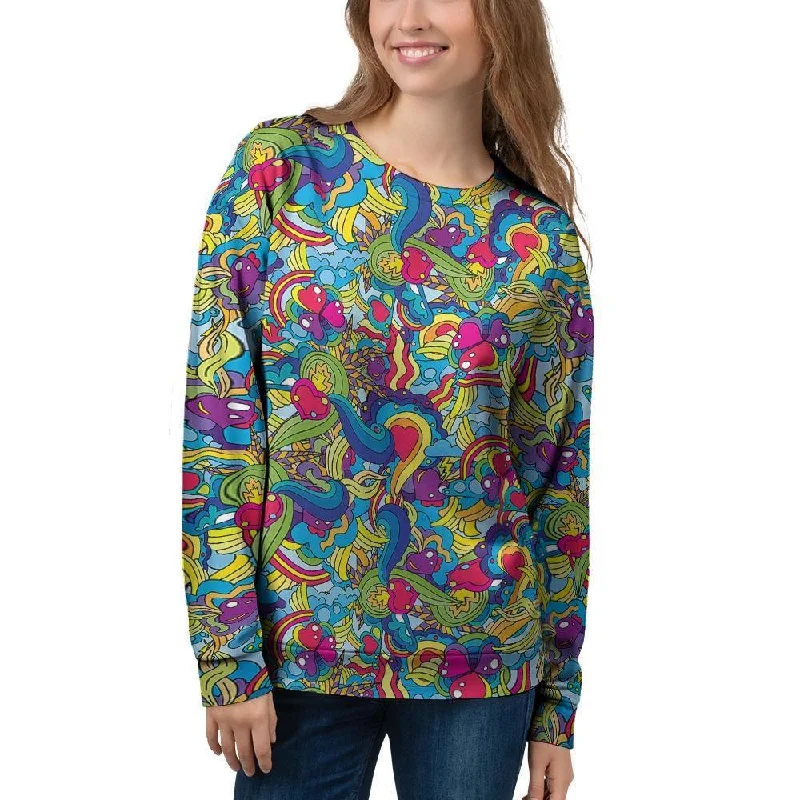 Valentine Heart Hippie Trippy Women's Sweatshirt Hoodie with Cropped Fit Short Trendy