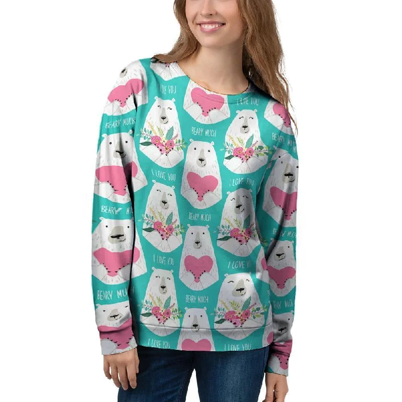 White Mama Bear Women's Sweatshirt Hoodie with Pattern Geometric Abstract