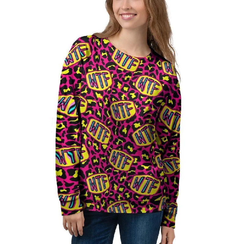 WTF Cheetah Hiphop Graffiti Print Women's Sweatshirt Hoodie with Logo Branding Identity