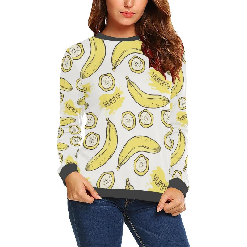 Yummy Banana Pattern Print Women's Sweatshirt Hoodie with Patch Decorative Personalized