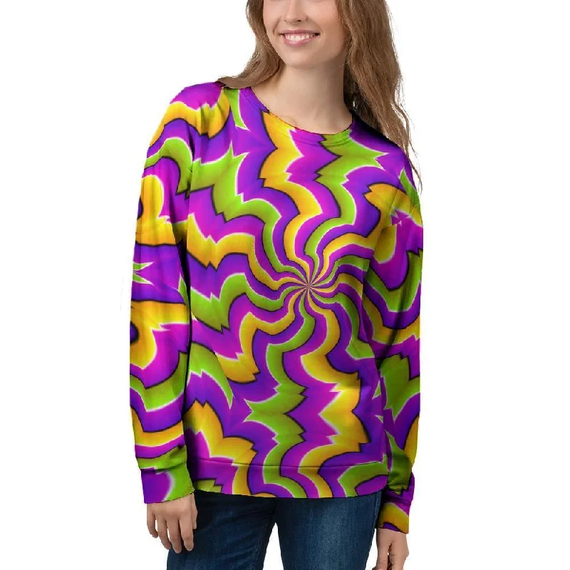 Zigzag Psychedelic Optical illusion Women's Sweatshirt Hoodie with Raw Hem Edgy Unfinished