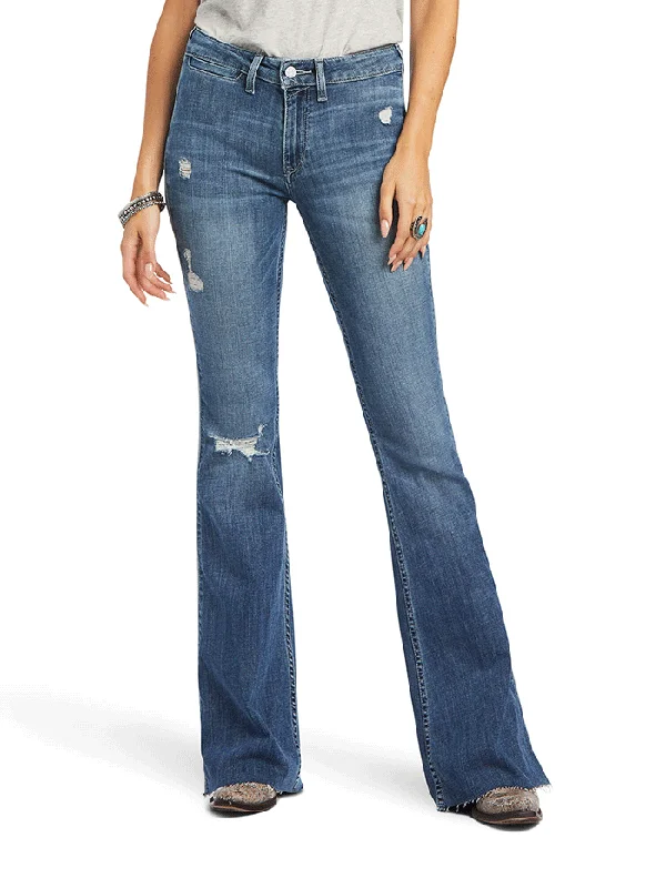 Ariat 10040804 Womens REAL High Rise Piper Flare Jean Capitola Chic Double Waistband Jeans