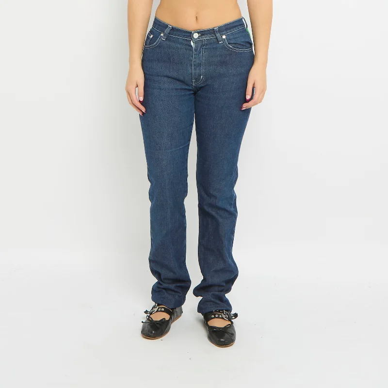 Fiorucci Contrast Stitch Tapered Jeans - UK 8 Elegant High-Waisted Flared Jeans