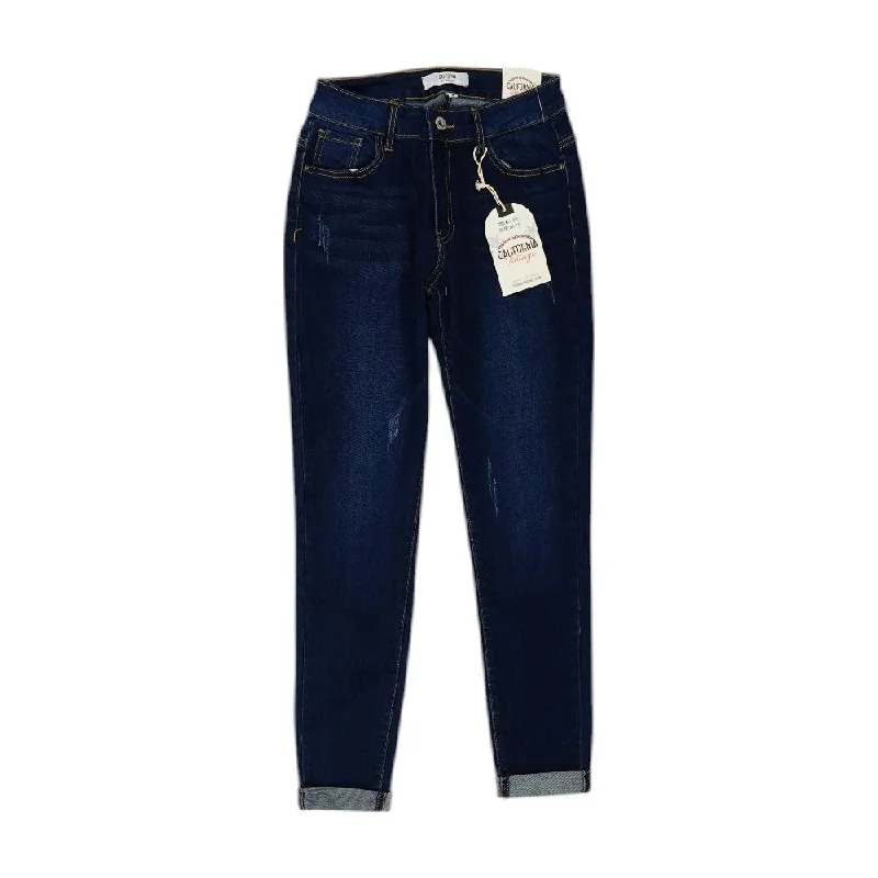 Indigo Solid Jeans Trendy Layered Pocket Jeans