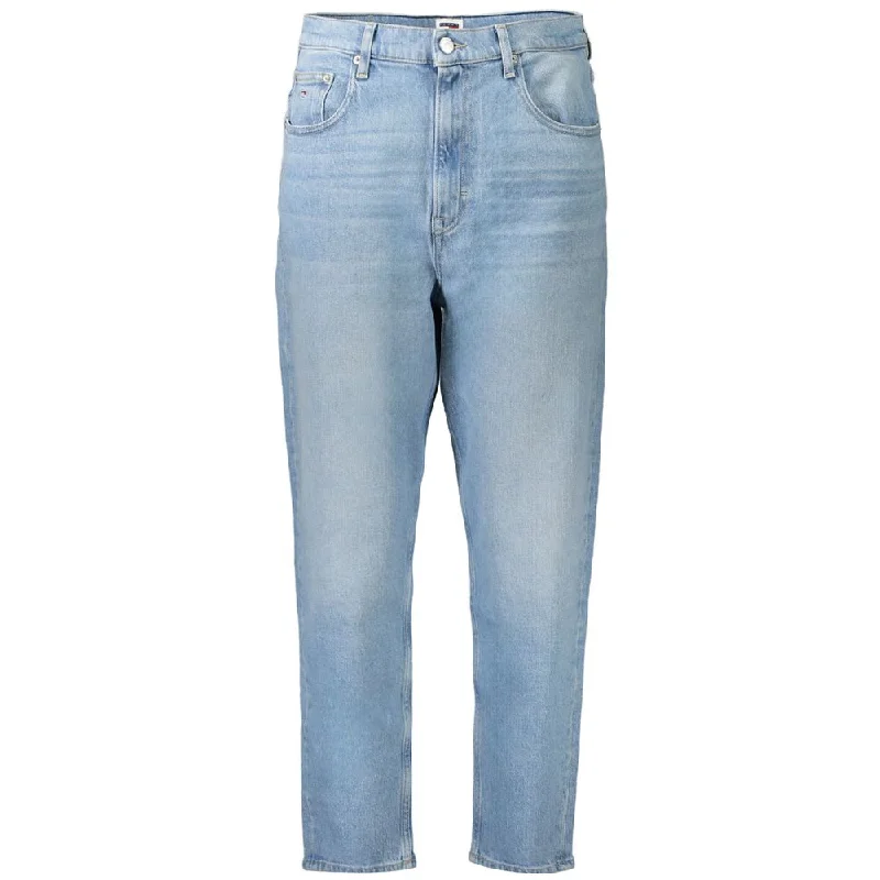 Light Blue Cotton Women Jeans Stylish Cargo Style Jeans