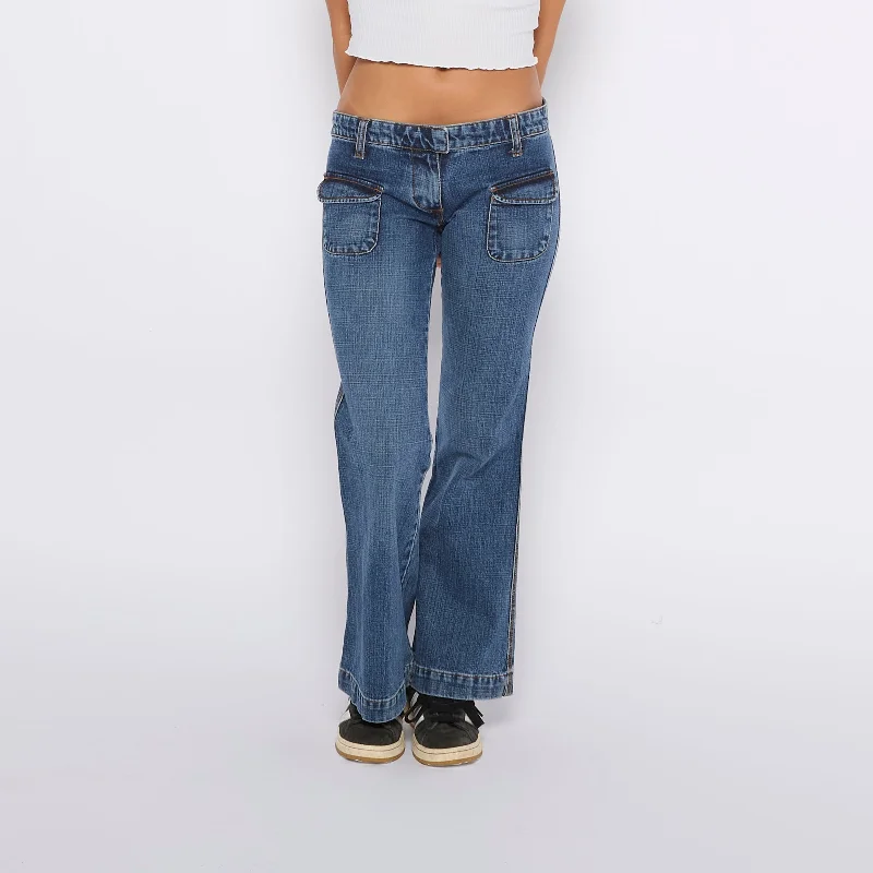 Low Waist Boot Cut Jeans - W30" L29" Elegant Skinny Leg Jeans