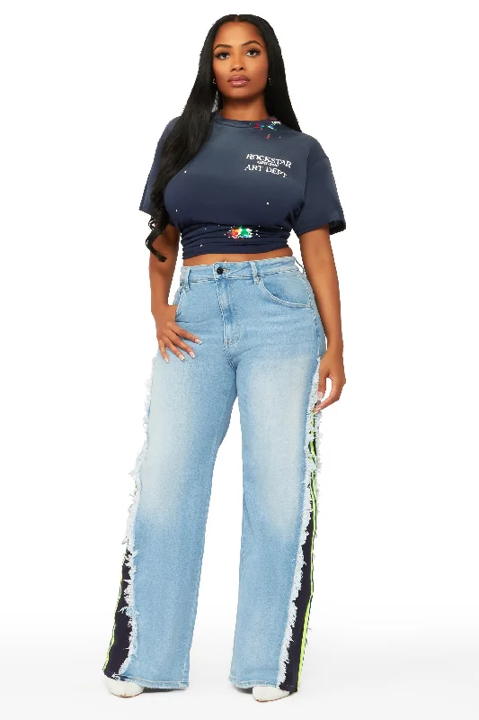 Flex Game Light Wash Wide Leg Jean Casual Wide-Legged Denim Jeans