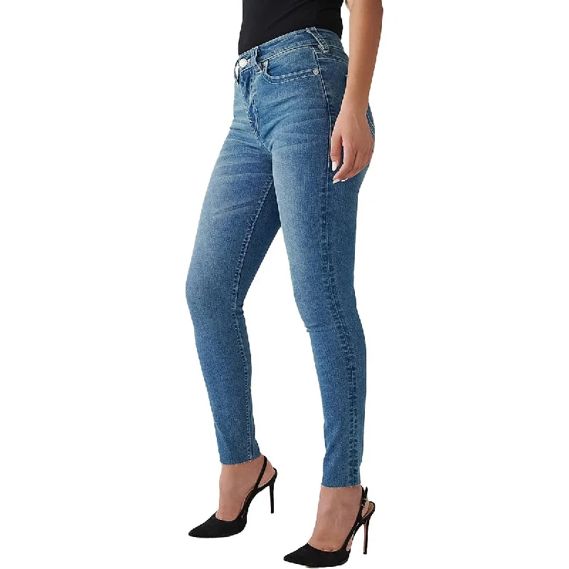 True Religion Womens Halle High-Rise Raw Hem Skinny Jeans Comfortable Faded High-Rise Jeans