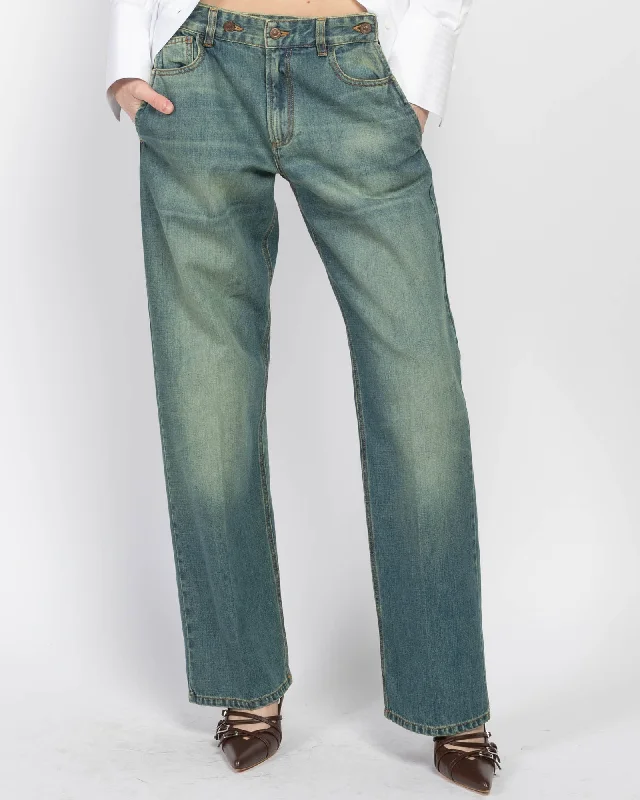 Double Front Jeans Chic Rolled Cuff Denim Jeans