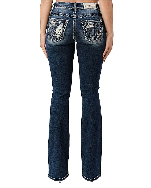 Women's Hide and Wing Bootcut Jeans Casual Light Wash Jeans