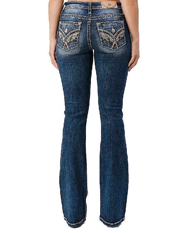 Women's Twist It Up Bootcut Jeans Fashionable Straight Fit Denim