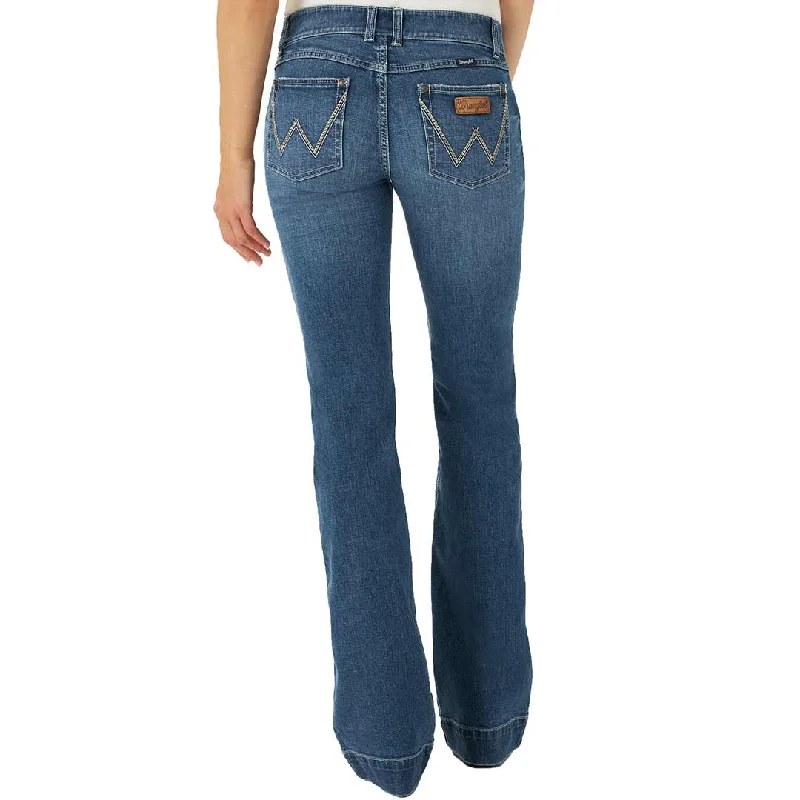 Wrangler Women's Retro Mae Wide Leg Trouser Jeans Elegant Tapered Leg Denim