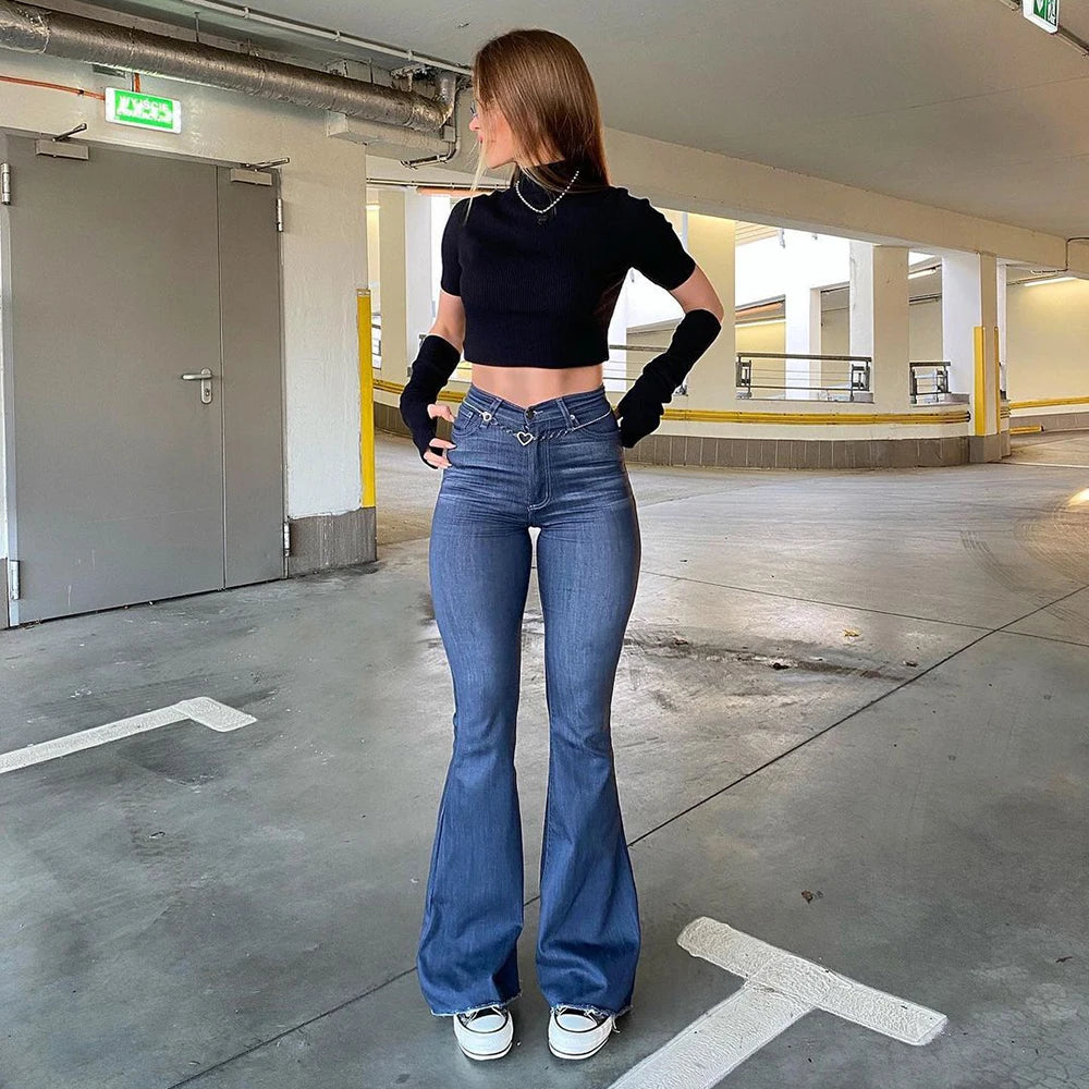 DressBetty - 2024 Y2K Blue High Waist Stretch Vintage Spring Autumn Jeans Comfortable Straight-Legged Denim