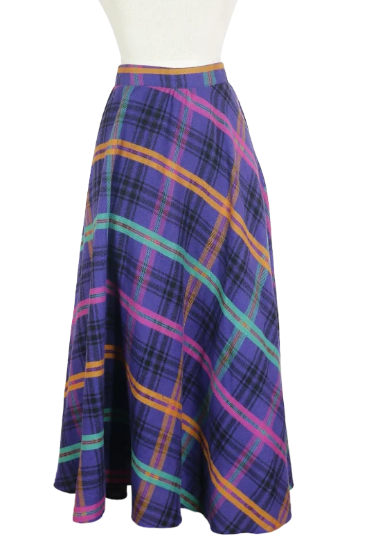 90s Counterparts Purple Plaid Skirt       w28 high slit skirt