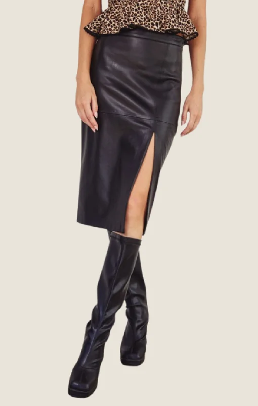 Adira Black Vegan Leather Skirt chiffon skirt delicate