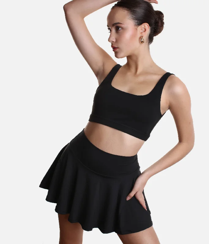 Versatile Black Twirl Skort – Flowy Design with Hidden Side Pockets wool skirt warm