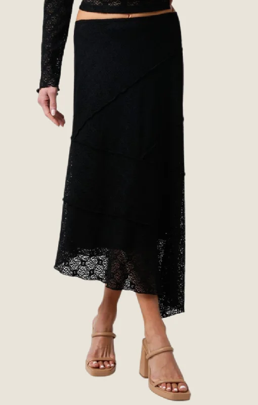 Clairo Black Lace Midi Skirt velvet skirt rich