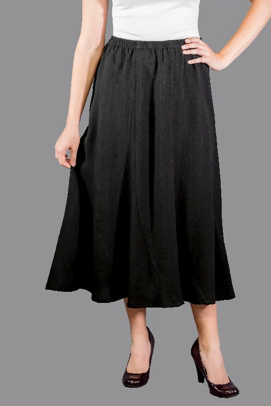 AASK11 - Curved Panels Linen Skirt cashmere skirt rich