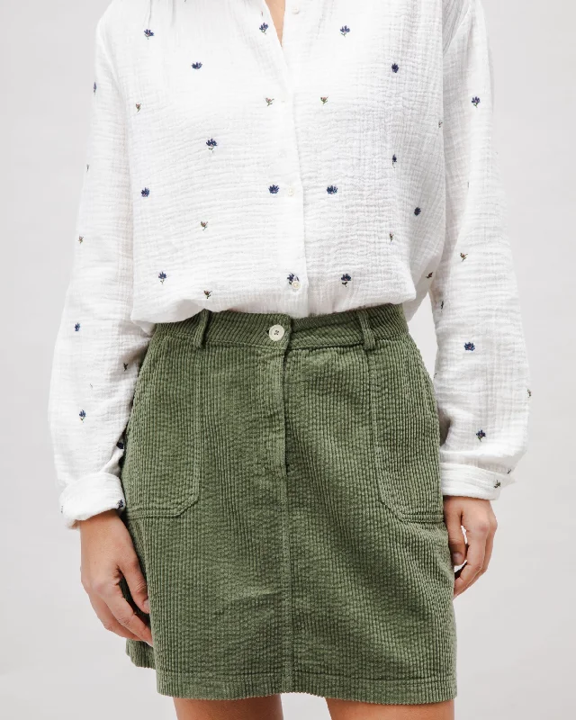 Corduroy Short Skirt Stone Green relaxed fit skirt