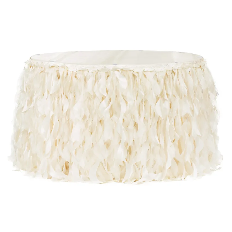 Curly Willow 14ft Table Skirt - Ivory silk skirt lustrous