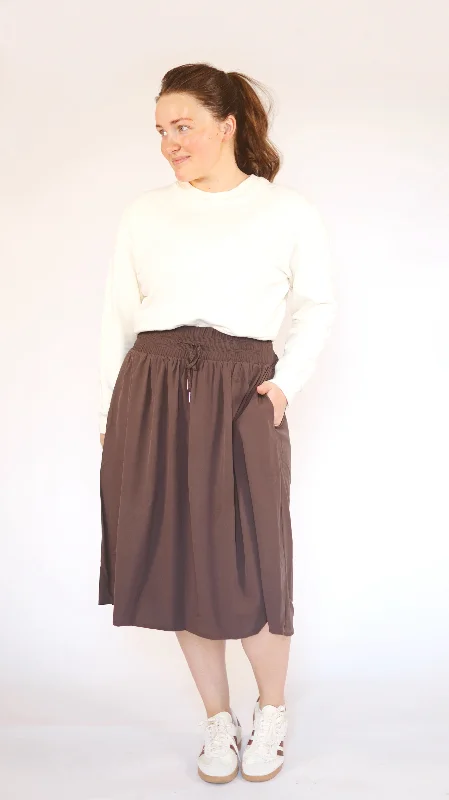 Drawstring Tech High Rise Skirt-Seal Brown tulle skirt dreamy