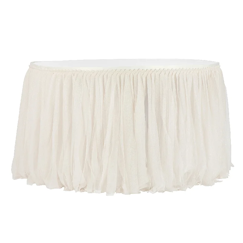 Glitter Tulle Tutu 14ft Table Skirt - Ivory silk skirt elegant