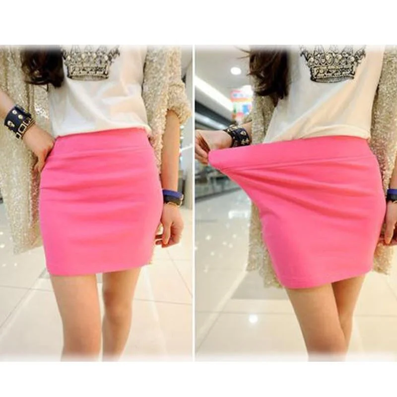 Hip Pencil Elastic Pleated Skirts For Office Party leather skirt modern