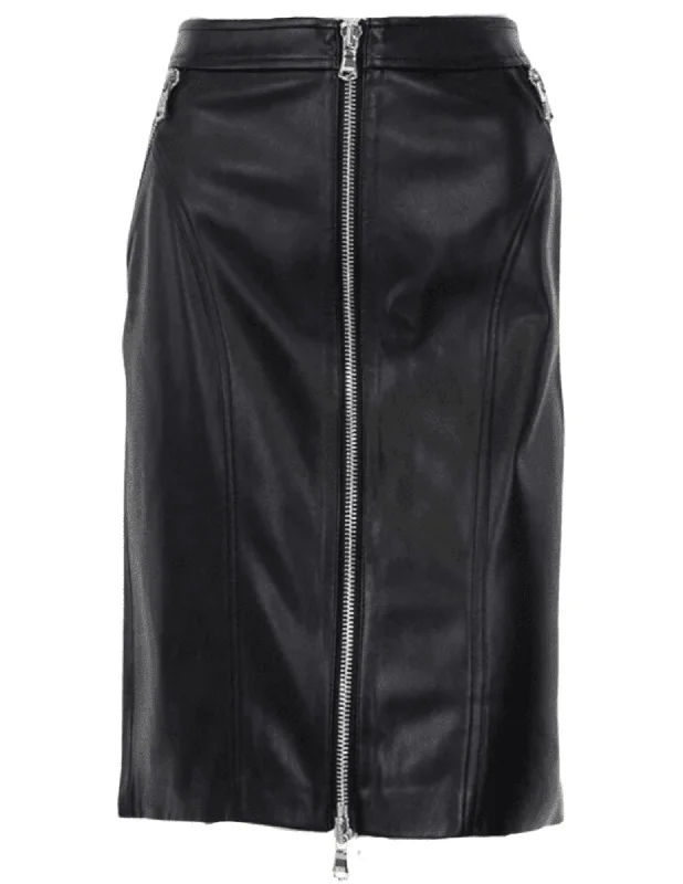 L'Agence Ambrose Zipper Pencil Skirt satin skirt smooth