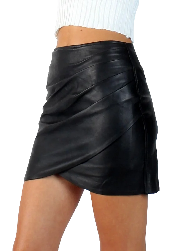 Leather Wrap Mini Skirt denim skirt durable