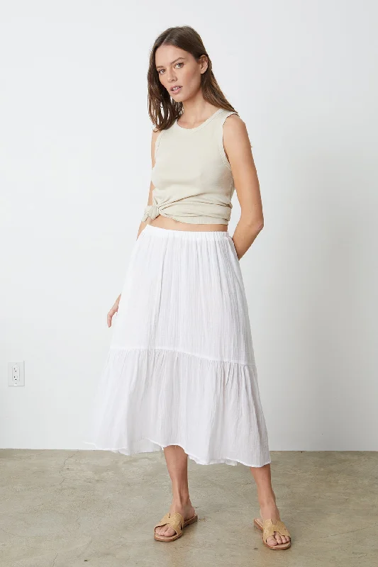 MCKENNA COTTON GAUZE TIERED SKIRT silk skirt smooth