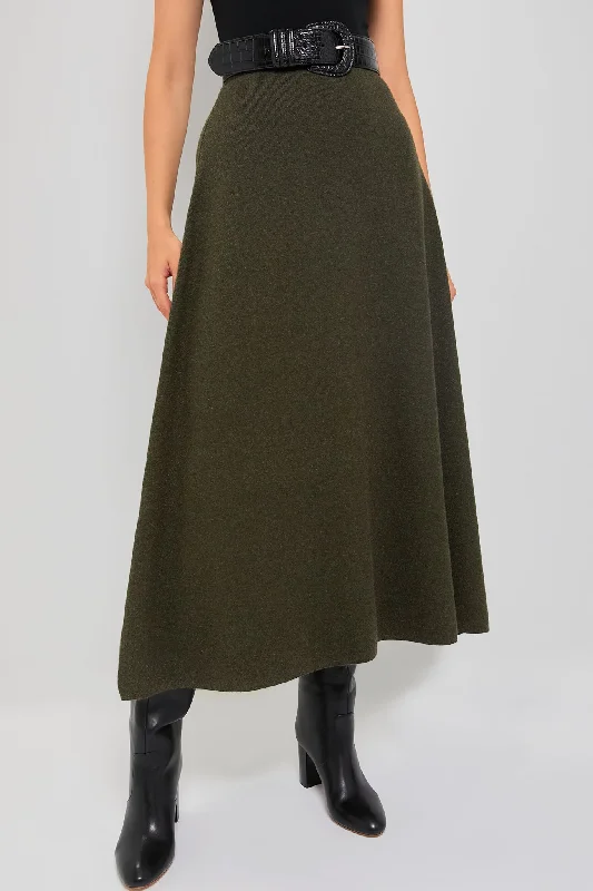 Moss Green Raye Knit Skirt spandex blend skirt