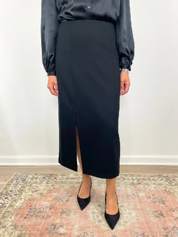 Pencil Skirt in Black Ponte silk skirt smooth