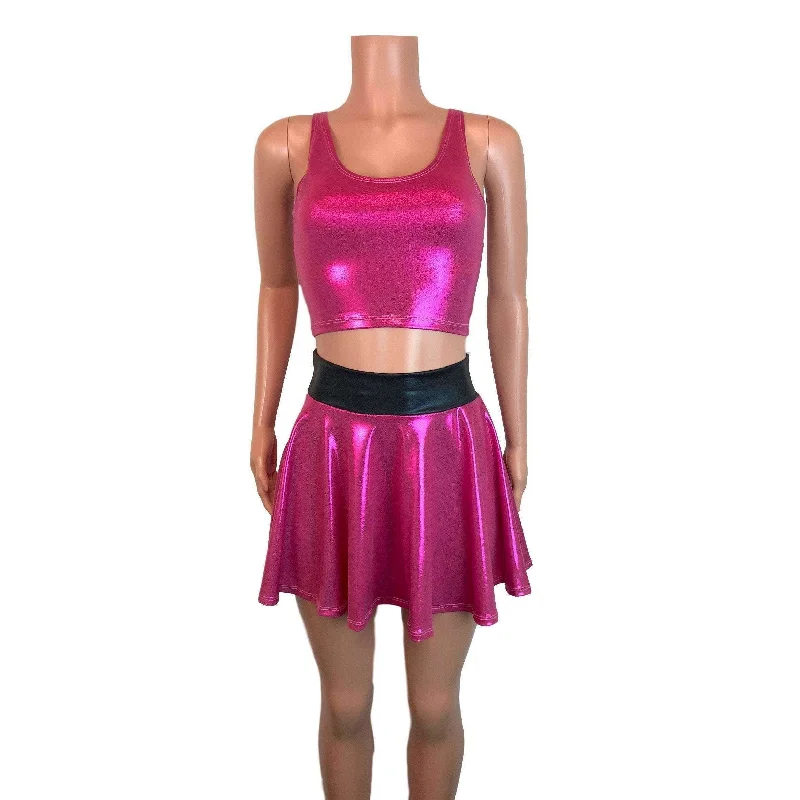 PowerPuff Girls BLOSSOM Costume W/ Pink Skater Skirt and Crop Top velvet skirt rich