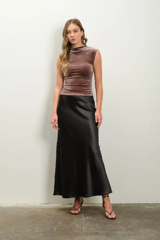 Raina Satin Slip Midi Skirt chiffon skirt floaty