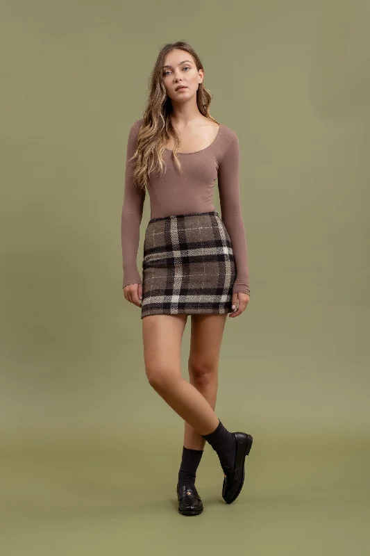 Raven Plaid Mini Skirt linen skirt breathable