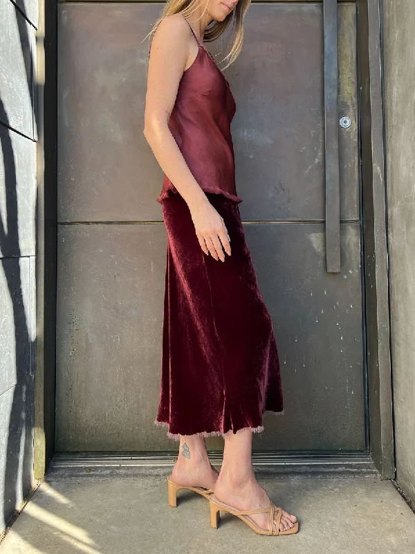 Riley Skirt in Velvet - Mahogany denim skirt classic