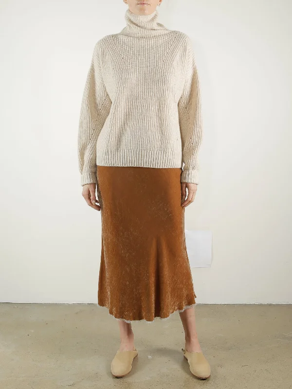 Riley Skirt in Velvet - Nutmeg linen skirt natural