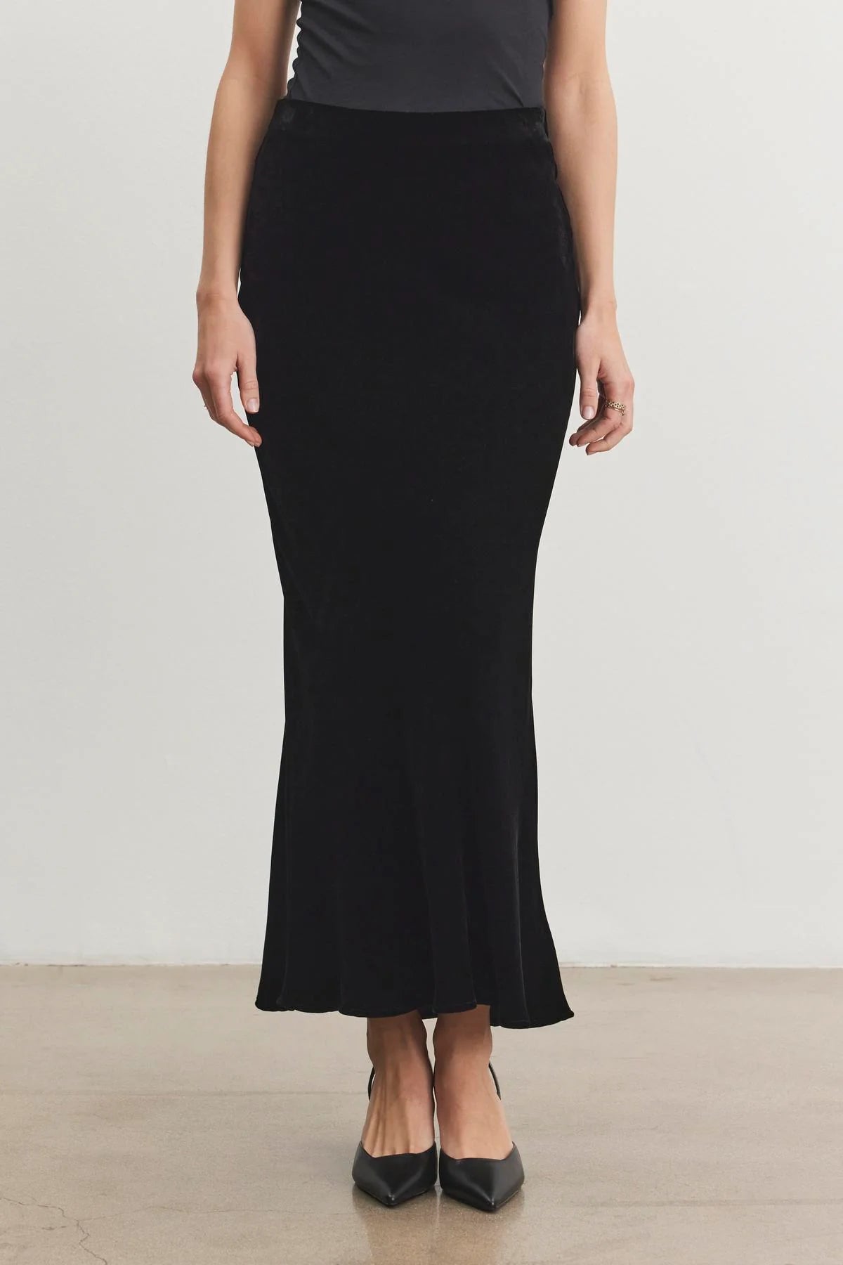 Velvet Eza Silk Velvet Maxi Skirt silk skirt sleek