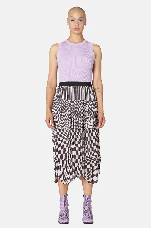 Warped Check Pleat Skirt corduroy skirt durable